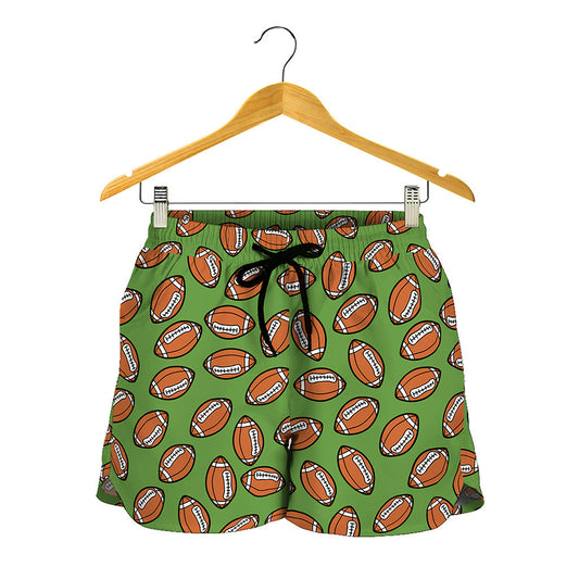 American Football Ball Pattern Print Women's Shorts