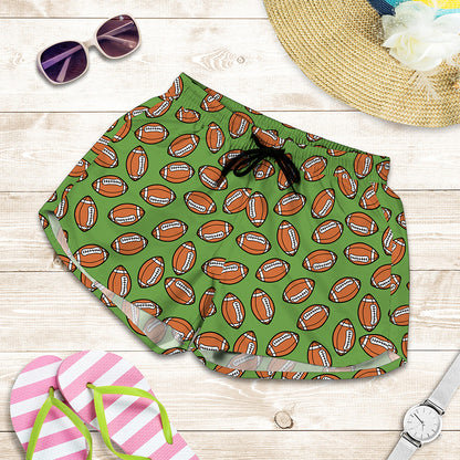 American Football Ball Pattern Print Women's Shorts