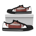 American Football Ball Print Black Low Top Sneakers