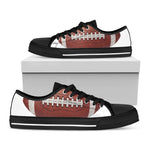 American Football Ball Print Black Low Top Shoes 