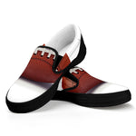 American Football Ball Print Black Slip On Shoes