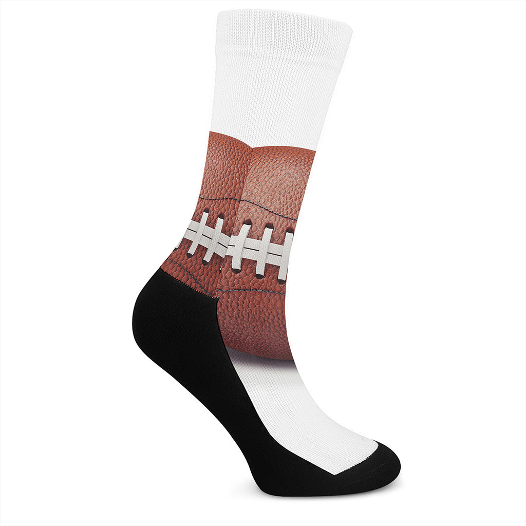 American Football Ball Print Crew Socks