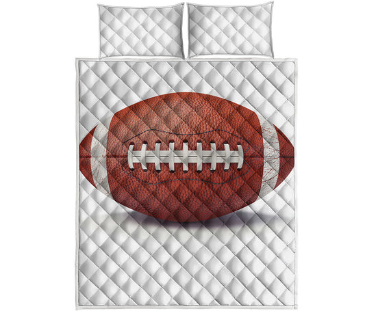 American Football Ball Print Quilt Bed Set