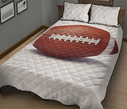 American Football Ball Print Quilt Bed Set