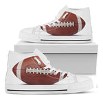 American Football Ball Print White High Top Shoes