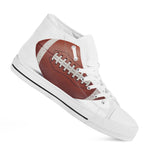 American Football Ball Print White High Top Shoes
