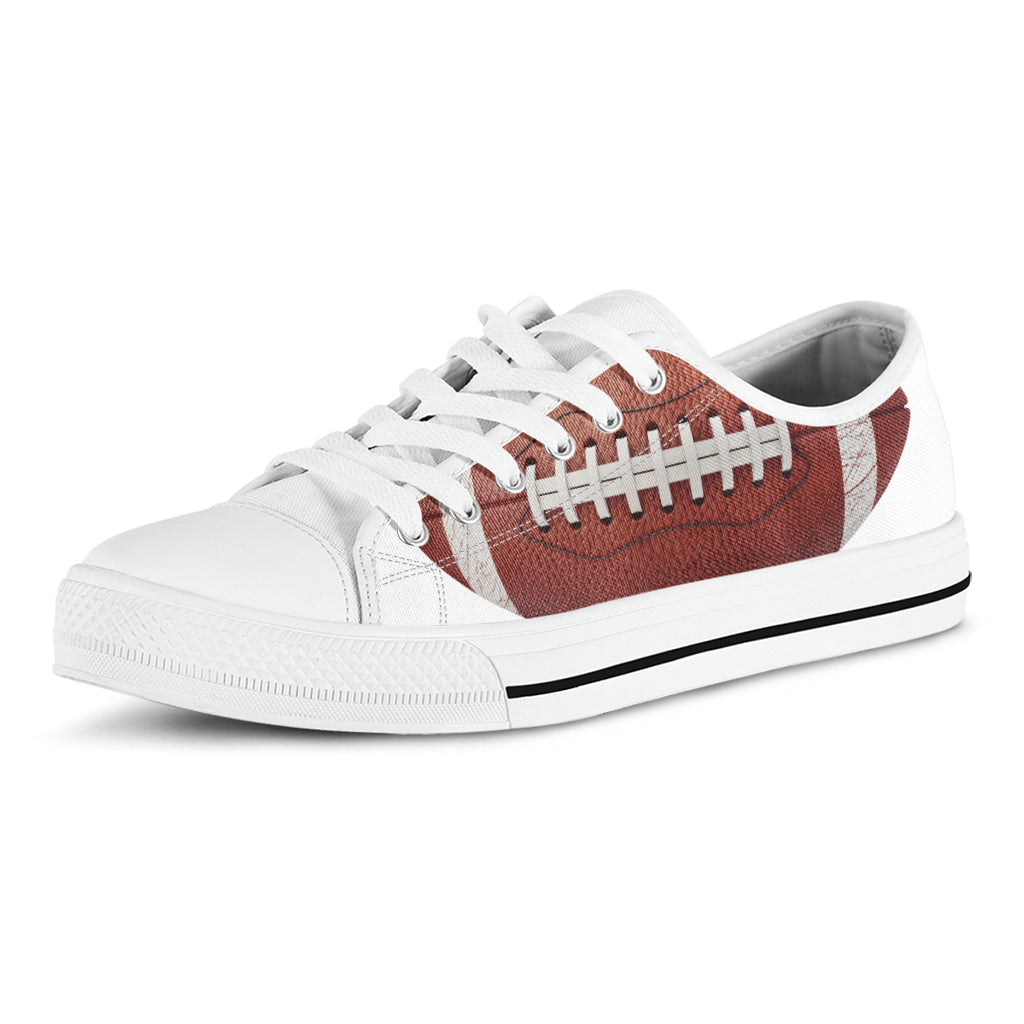American Football Ball Print White Low Top Shoes