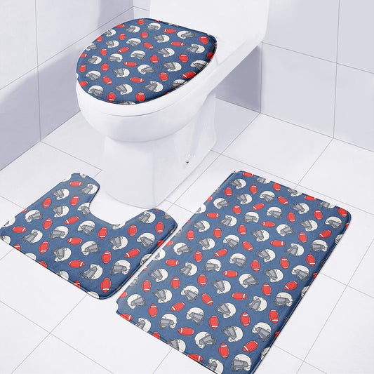 American Football Pattern Print 3 Piece Bath Mat Set