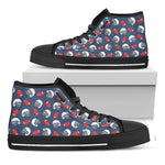 American Football Pattern Print Black High Top Shoes