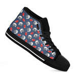 American Football Pattern Print Black High Top Shoes