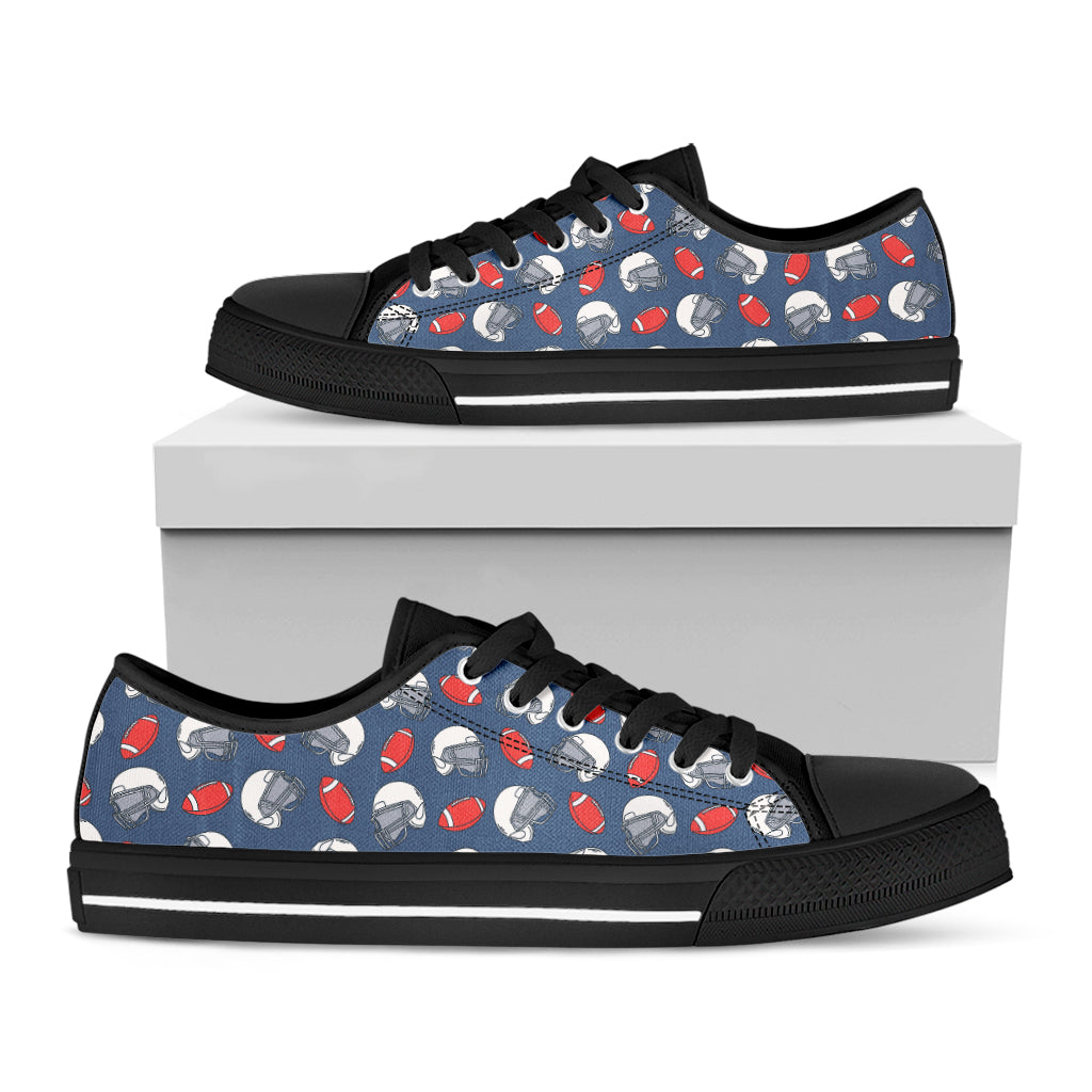 American Football Pattern Print Black Low Top Shoes