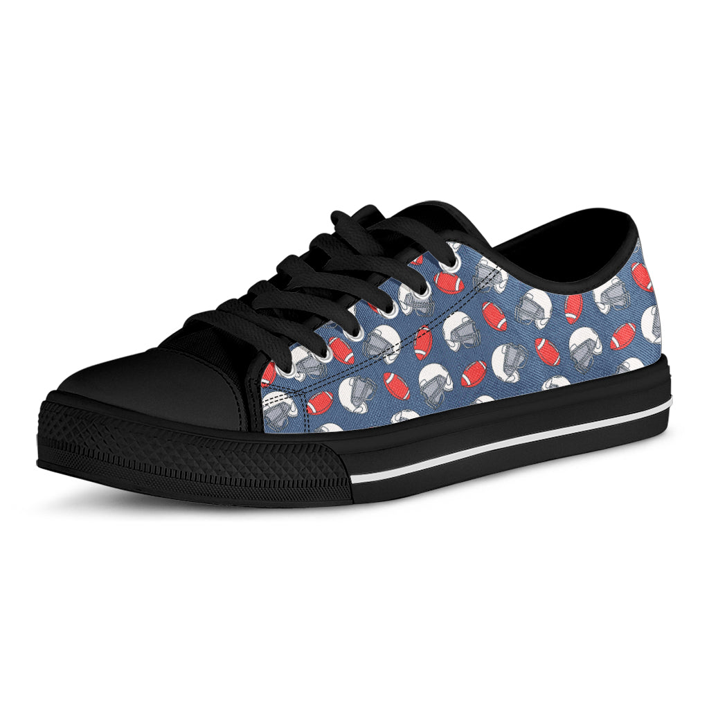 American Football Pattern Print Black Low Top Shoes