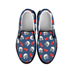 American Football Pattern Print Black Slip On Shoes