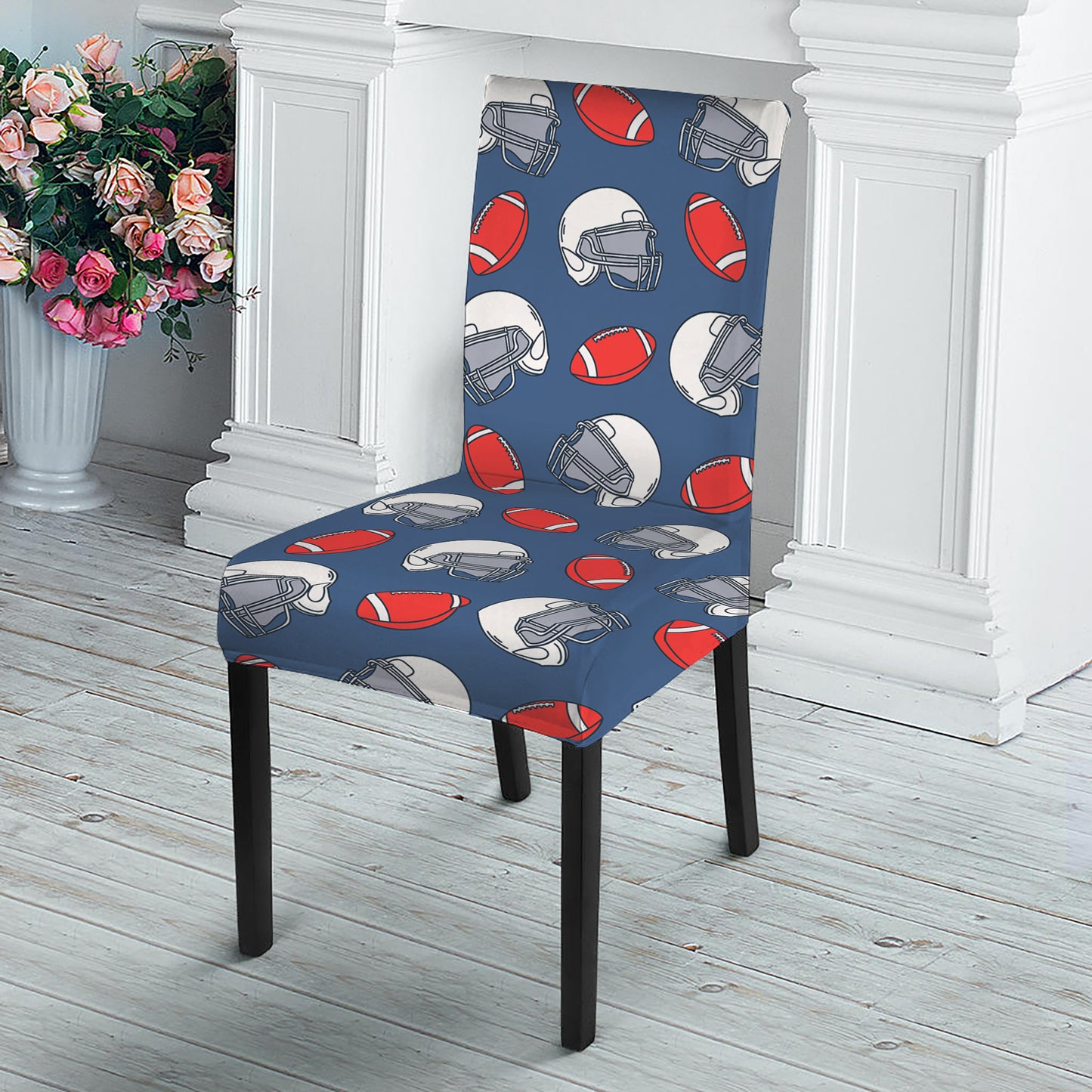 American Football Pattern Print Dining Chair Slipcover