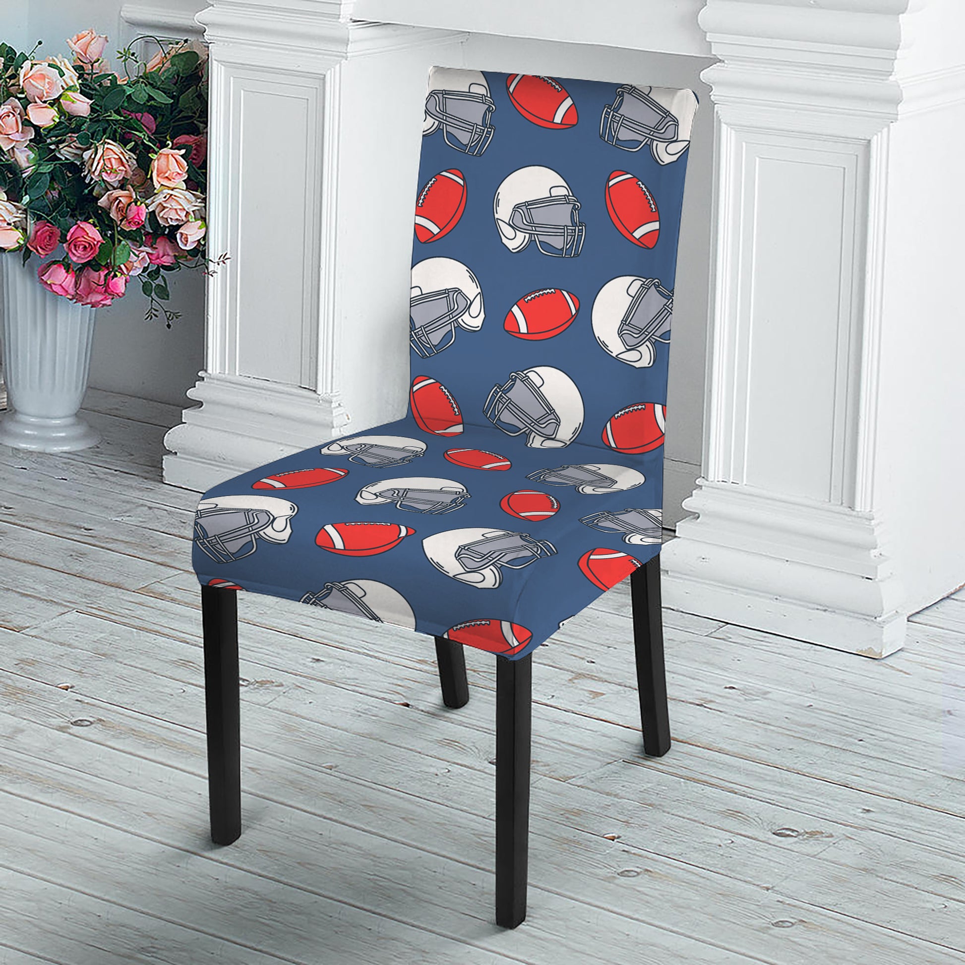 American Football Pattern Print Dining Chair Slipcover
