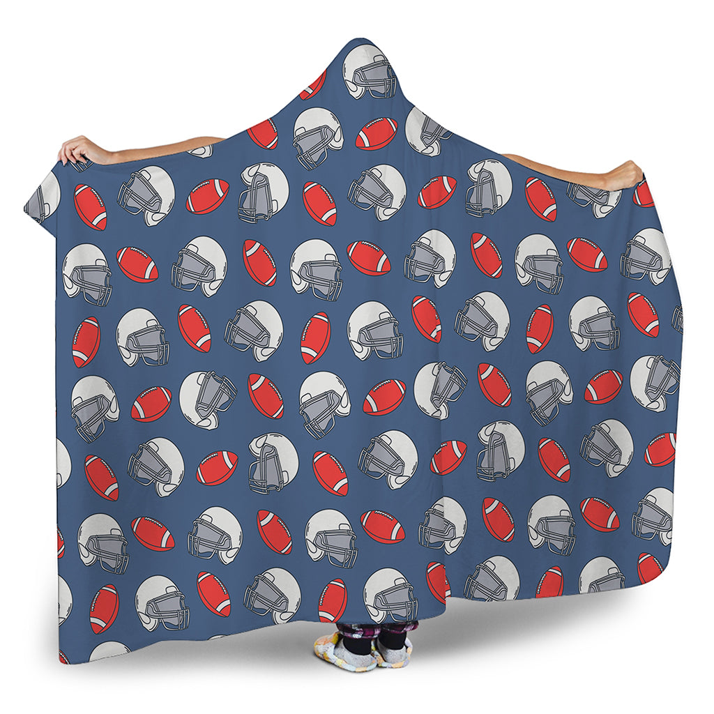 American Football Pattern Print Hooded Blanket