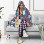 American Football Pattern Print Hooded Blanket