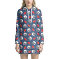 American Football Pattern Print Pullover Hoodie Dress