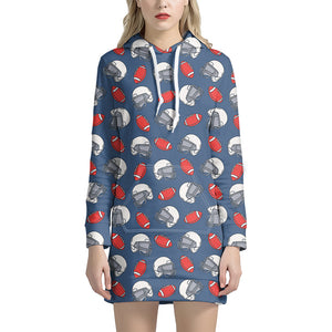 American Football Pattern Print Hoodie Dress