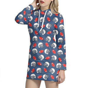 American Football Pattern Print Hoodie Dress