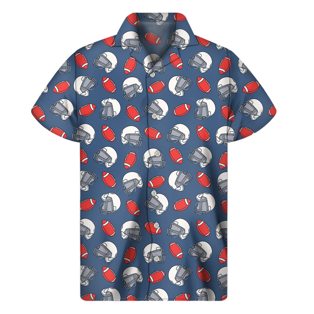 American Football Pattern Print Men's Short Sleeve Shirt