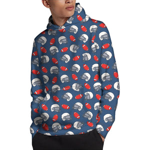 American Football Pattern Print Pullover Hoodie