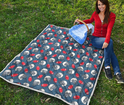 American Football Pattern Print Quilt