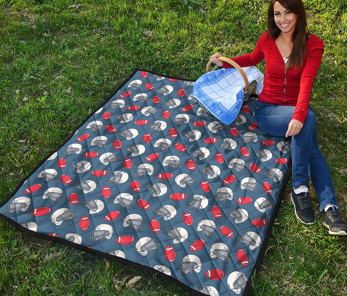 American Football Pattern Print Quilt