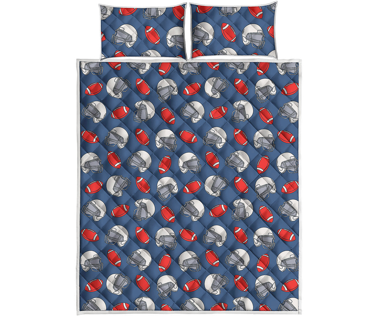 American Football Pattern Print Quilt Bed Set