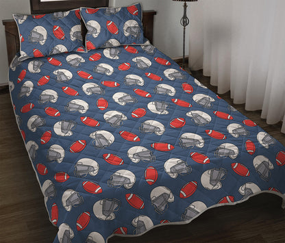 American Football Pattern Print Quilt Bed Set