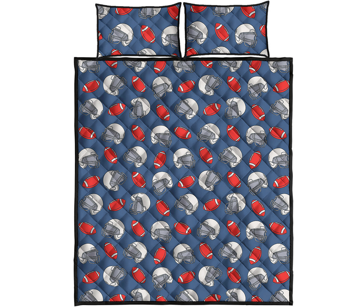 American Football Pattern Print Quilt Bed Set