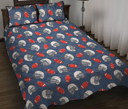 American Football Pattern Print Quilt Bed Set