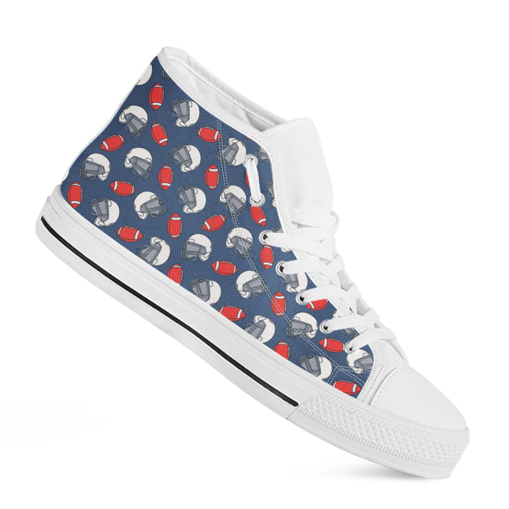 American Football Pattern Print White High Top Shoes