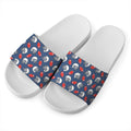 American Football Pattern Print White Slide Sandals