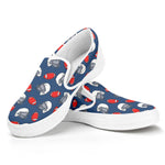 American Football Pattern Print White Slip On Shoes