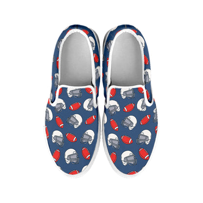American Football Pattern Print White Slip On Shoes