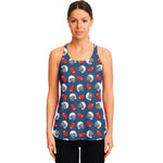 American Football Pattern Print Women's Racerback Tank Top