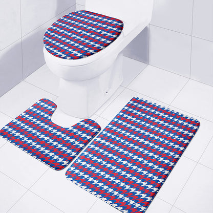 American Houndstooth Pattern Print 3 Piece Bath Mat Set