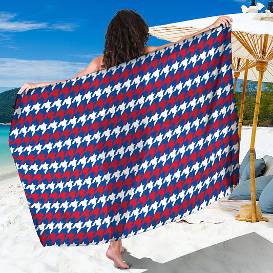 American Houndstooth Pattern Print Beach Sarong Wrap