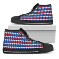 American Houndstooth Pattern Print Black High Top Sneakers