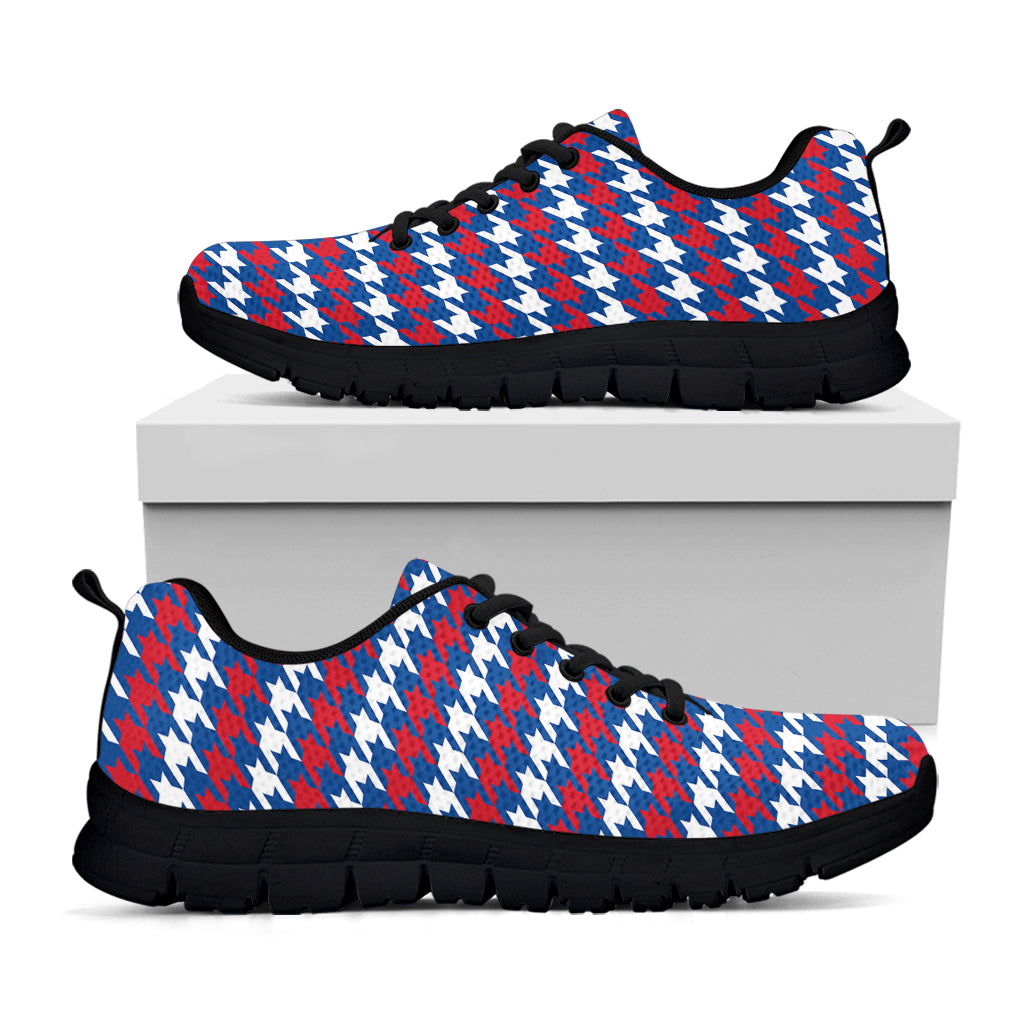 American Houndstooth Pattern Print Black Sneakers