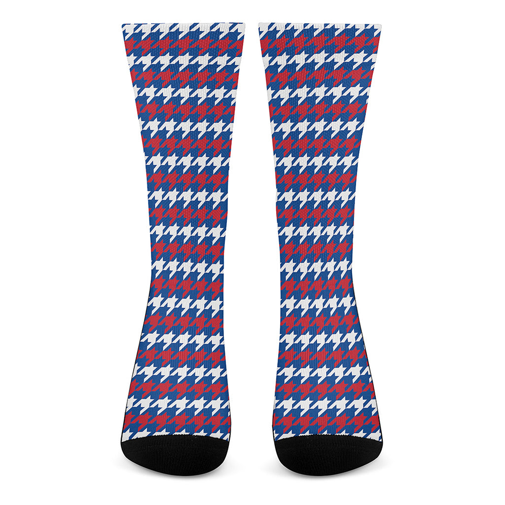 American Houndstooth Pattern Print Crew Socks