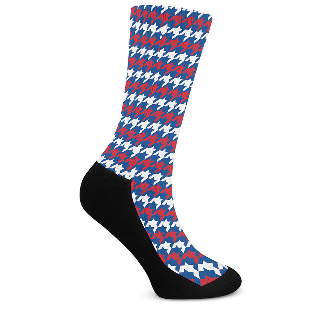 American Houndstooth Pattern Print Crew Socks