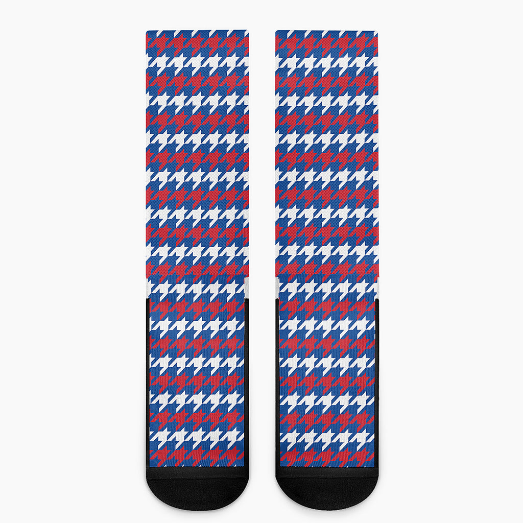 American Houndstooth Pattern Print Crew Socks