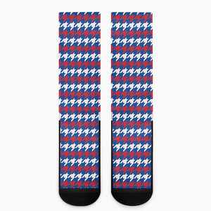 American Houndstooth Pattern Print Crew Socks