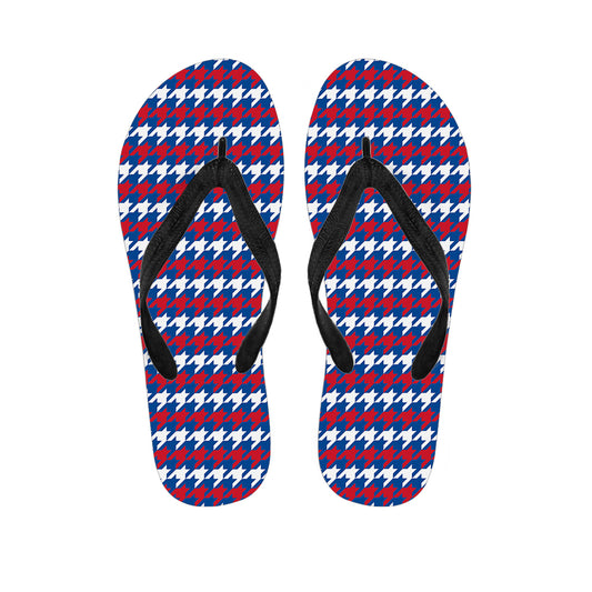 American Houndstooth Pattern Print Flip Flops