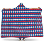 American Houndstooth Pattern Print Hooded Blanket