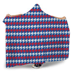 American Houndstooth Pattern Print Hooded Blanket