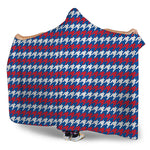 American Houndstooth Pattern Print Hooded Blanket