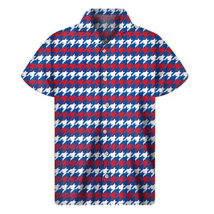 American Houndstooth Pattern Print Men's Short Sleeve Shirt